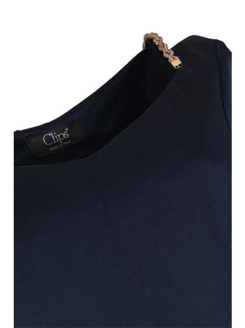 Abito corto in raso con dettaglio catena Clips | E388 942000005
